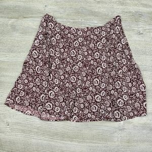 Boden dark red/purple white flowery skirt, size 16-18